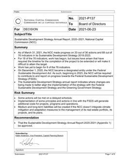 No. 2021-P137 to Board of Directors Date 2021-06-23