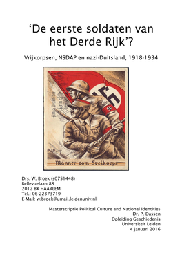 'De Eerste Soldaten Van Het Derde Rijk'?