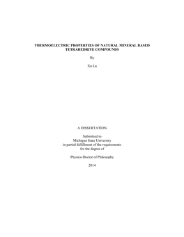 Thermoelectric Properties of Natural Mineral Based Tetrahedrite Compounds