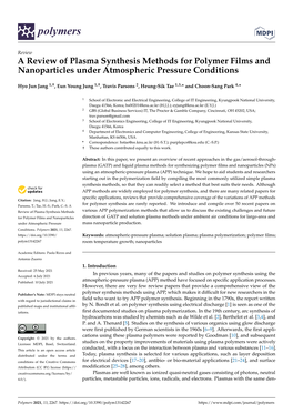 A Review of Plasma Synthesis Methods for Polymer Films and Nanoparticles Under Atmospheric Pressure Conditions