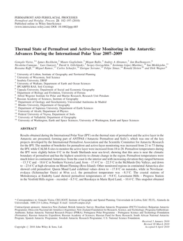 Thermal State of Permafrost and Activelayer Monitoring in the Antarctic