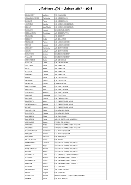 Arbitres D5 - Saison 2017 - 2018