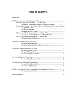 Table of Contents