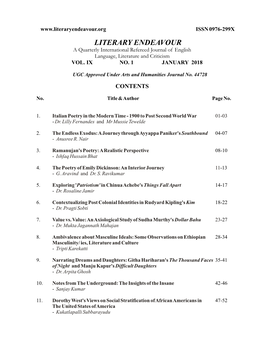 LITERARY ENDEAVOUR a Quarterly International Refereed Journal of English Language, Literature and Criticism VOL