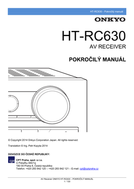 HT-RC630 - Pokročilý Manuál
