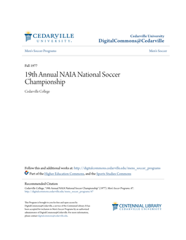 19Th Annual NAIA National Soccer Championship Cedarville College