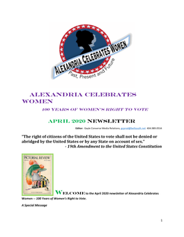 Alexandria Celebrates Women 100 Years of Women’S Right to Vote