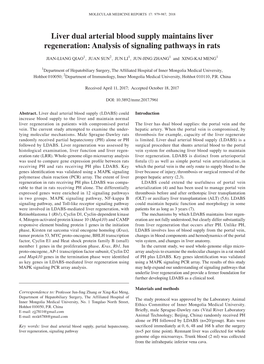 Liver Dual Arterial Blood Supply Maintains Liver Regeneration: Analysis of Signaling Pathways in Rats