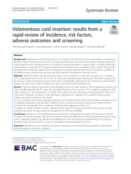 Velamentous Cord Insertion