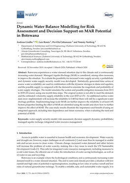 Dynamic Water Balance Modelling for Risk Assessment and Decision Support on MAR Potential in Botswana