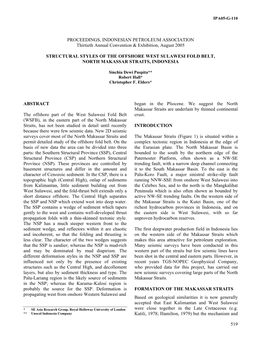 Structural Styles of the Offshore West Sulawesi Fold Belt, North Makassar Straits, Indonesia