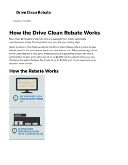 How the Drive Clean Rebate Works More Than 40 Models of Electric Cars Are Available from Major Automobile Manufacturers Today