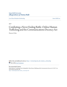 Online Human Trafficking and the Communications Decency Act Shannon Dolan