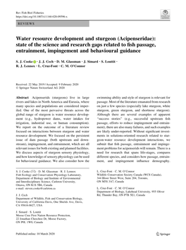 Water Resource Development and Sturgeon (Acipenseridae)