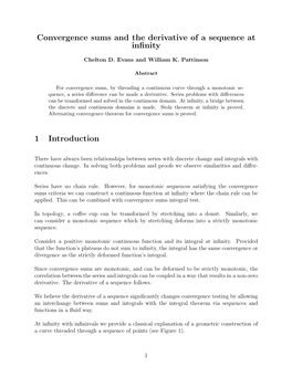 Convergence Sums and the Derivative of a Sequence at Infinity