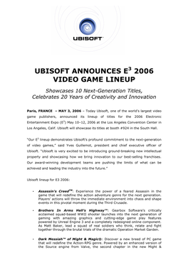 Ubisoft E3 2006 Line-Up EN Final 2