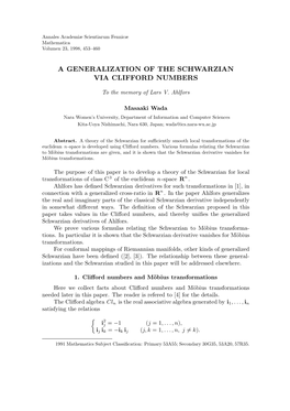 A Generalization of the Schwarzian Via Clifford Numbers