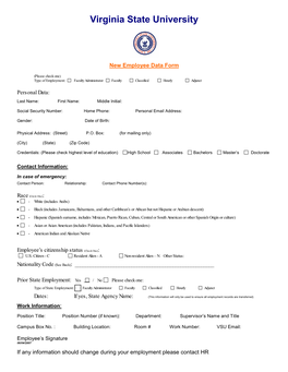 New Employee Data Form