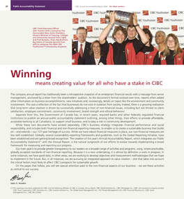 Winning Means Creating Value for All Who Have a Stake in CIBC
