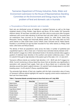 Tasmanian Department of Primary Industries, Parks, Water and Environment Submission to the House of Representatives Standing