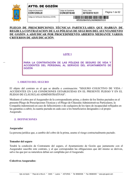 AYTO. DE GOZÓN Código De Documento Código De Expediente Fecha Y Hora CON12I00J0 CON/2018/48 30/10/2018 16:51 Página 1 De 62