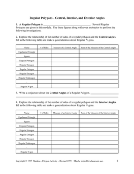 Regular Polygons - Central, Interior, and Exterior Angles