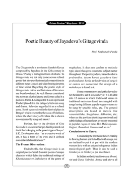 Poetic Beauty Ofjayadeva's Gitagovinda