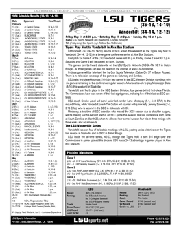 LSU Vs. Vanderbilt Game Notes 5.13.04.Qxd