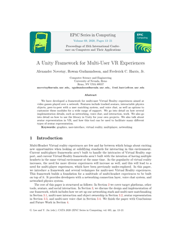 A Unity Framework for Multi-User VR Experiences