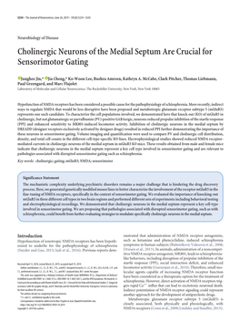 Cholinergic Neurons of the Medial Septum Are Crucial for Sensorimotor Gating