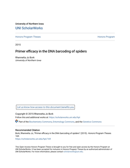 Primer Efficacy in the DNA Barcoding of Spiders