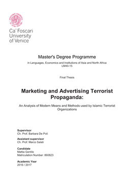 Marketing and Advertising Terrorist Propaganda