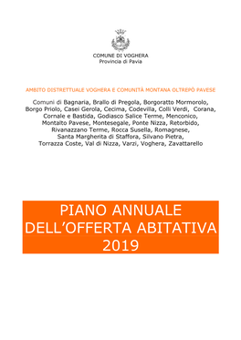 Piano Annuale Dell'offerta Abitativa 2019