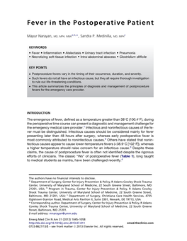 Fever in the Postoperative Patient