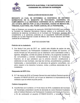 Guerrero Resolución 001/S0/25-03-2020 Mediante La