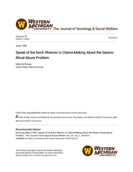 Rhetoric in Claims-Making About the Satanic Ritual Abuse Problem