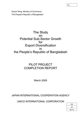The Study on Potential Sub-Sector Growth for Export Diversification in the People’S Republic of Bangladesh