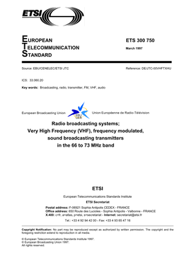 ETS 300 750 TELECOMMUNICATION March 1997 STANDARD