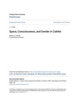 Space, Consciousness, and Gender in Colette