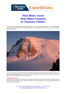 Mont Blanc Ascent Mont Blanc Extension & Chamonix Climber