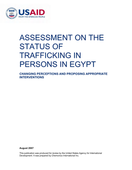Assessment on the Status of Trafficking in Persons In