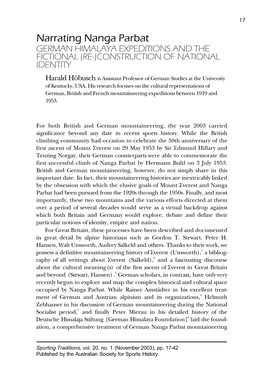 Narrating Nanga Parbat GERMAN HIMALAYA EXPEDITIONS and the FICTIONAL (RE-)CONSTRUCTION of NATIONAL IDENTITY