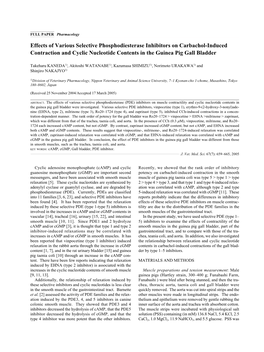 Effects of Various Selective Phosphodiesterase Inhibitors on Carbachol-Induced Contraction and Cyclic Nucleotide Contents in the Guinea Pig Gall Bladder