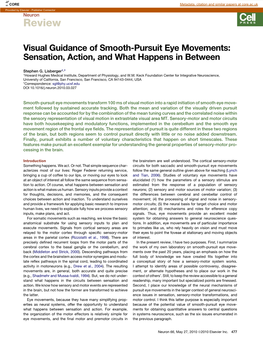 Visual Guidance of Smooth-Pursuit Eye Movements: Sensation, Action, and What Happens in Between