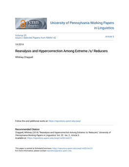 Reanalysis and Hypercorrection Among Extreme /S/ Reducers