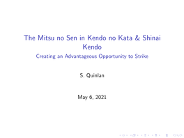 The Mitsu No Sen in Kendo No Kata & Shinai Kendo