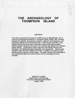 The Archaeology of Thompson Island