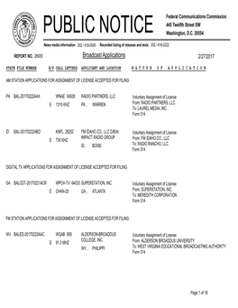 Broadcast Applications 2/27/2017