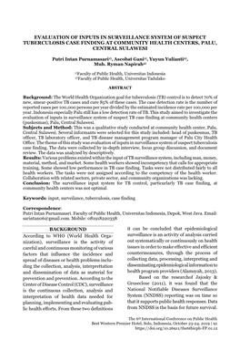 Evaluation of Inputs in Surveillance System of Suspect Tuberculosis Case Finding at Community Health Centers, Palu, Central Sulawesi