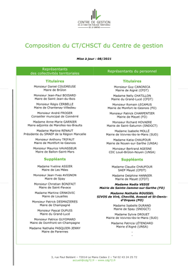 Composition Du CT/CHSCT Du Centre De Gestion